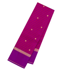 Purple Handloom Kanchipuram Silk Saree With Stripes & Buttas-KA15518