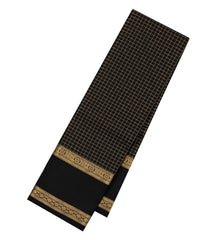 Black Handloom Kanchipuram Silk Saree With Zari Checks-KA14313