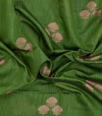 Leafy Green Woven Art Linen Saree With Zari Border-BL5638