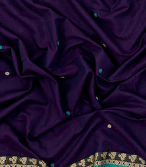 Dark Purple Handloom Bengal Cotton Saree With Kamalam Buttas-BG1668