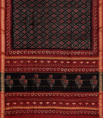 Black Printed Chanderi Cotton Saree With Zari Border-CC1483
