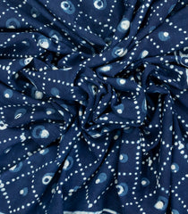 Indigo Printed Jaipur Cotton Saree With Floral Motifs-JC1449
