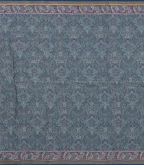 Steel Blue Woven Art Chanderi Saree With Printed Paisley Motifs