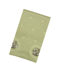 Cardamom Green Woven Art Tussar Saree With Printed & Embroidered Floral Motifs-BL4722