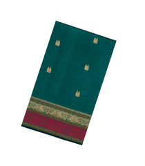 Teal Handloom Silk Cotton Saree With Buttas-SC4335