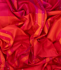 Orange Handloom Soft Silk Saree With Stripes & Floral Motifs-SO4256