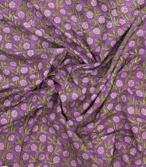 Lavender Printed Jaipur Cotton Saree With Floral Motifs-JC1876