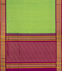 Mint Green Handloom Korvai Silk Cotton Saree With Crimson Border-SC3901