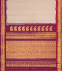 Beige Handloom Gadwal SICO Saree With Cotton Body & Silk Border-GA0295