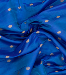 Blue Handloom Gadwal Silk Saree With Buttas & Zari Border -GA0451