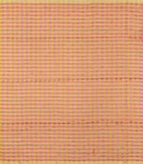 Orange Handloom Linen Saree With Checks-LI0732
