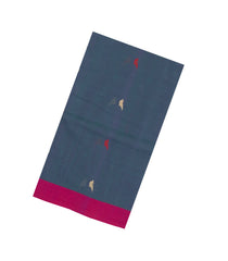 Dark Grey Handloom Village Cotton Saree With Buttas-VC1643