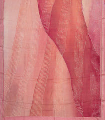 Dusty Peach Printed Tussar Silk Saree With Abstract Motifs-TU3642