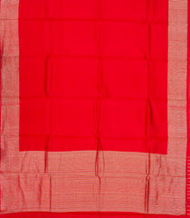Red Handloom Banarasi Silk Saree With Striped Border-BE1701