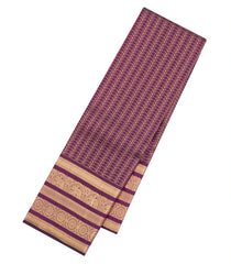 Burgundy Handloom Kanchipuram Silk Saree With Zari Checks-KA15723
