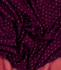 Burgundy Woven Mysore Silk Saree With Floral Motifs & Contrast Border-MS3364