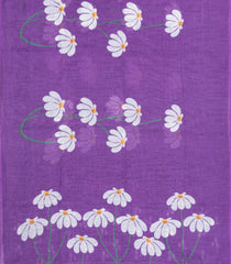 Lilac Printed Synthetic Linen Saree With Floral Motifs-SY0077