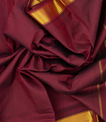 Maroon Handloom Kanchipuram 9 Yards Silk Saree With Zari Border-KA13398