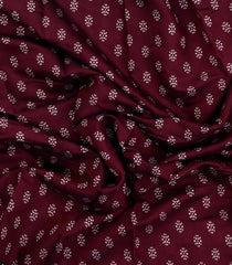Crimson Printed Chanderi Cotton Saree With Zari Border-BL5498