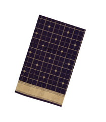 Burgundy Handloom Soft Silk Cotton Saree With Zari Checks-SC4378