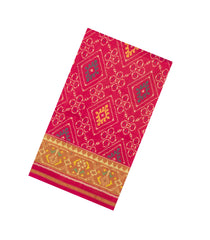 Pink Handloom Rajkot Patola Silk Saree With Ikat Motifs-IK0441
