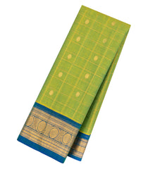 Light Green Handloom Gadwal Silk Cotton Saree With Zari Checks & Buttas -GA0290