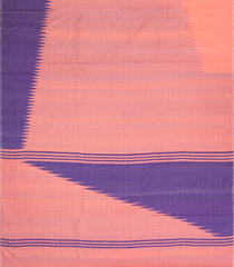 Peach Woven Tussar Silk Saree With Contrast Rising Border-TU3250