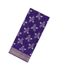 Violet Printed Art Dola Silk Saree With Floral Motifs-BL5749