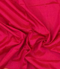 Hot Pink Handloom Silk Cotton Saree With Checks & Contrast Pallu-SC3819