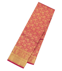 Crimson Handloom Kanchipuram Silk Saree With  Floral Vine Motifs-KA16738