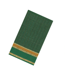 Green Handloom Silk Cotton Saree With Checks-SC4231