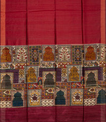 Burgundy Handloom Dupion Silk Saree With Printed Jaal Motifs