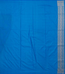 Blue Handloom Banarasi Silk Saree With Floral Motifs