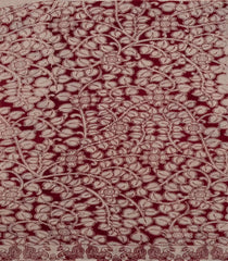 Taupe Woven Kalamkari Cotton Saree With Crimson Printed Motifs-KAL1160