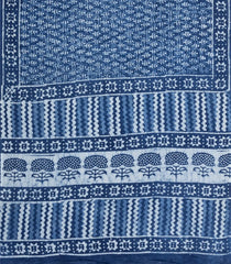 Indigo Printed Jaipur Cotton Saree With Floral Motifs-JC1529