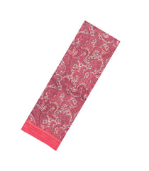 Peach Printed Silk Saree With Floral Motifs & Contrast Border-PS0797