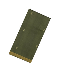 Sage Green Handloom Tussar Silk Saree With Floral Buttas-TU3567