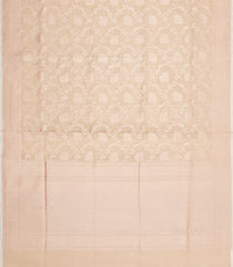 Taupe Handloom Banarasi Silk Saree With Floral Zari Motifs-BE1925