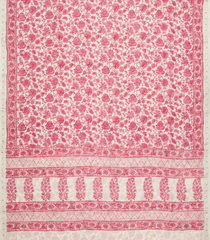 Peach Handloom Chanderi Cotton Saree With Printed Floral Motifs-CC1324