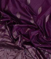 Dark Purple Woven Art Linen Saree With Leafy Motifs-BL5645