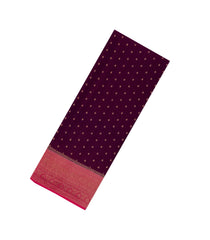 Burgundy Woven Mysore Silk Saree With Floral Motifs & Contrast Border-MS3364