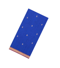 Blue Handloom Maheswari Silk Cotton Saree With Floral Buttas-SC4954
