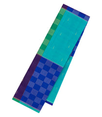 Multi Colour Handloom Kanchipuram Silk Saree With Dotted Stripes-KA15117