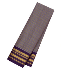 Grey Handloom Gadwal Silk Cotton Saree With Stripes-GA0422
