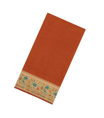 Rust Woven Art Dupion Saree With Meena Floral Border-BL5935
