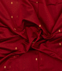 Red Handloom Maheswari Silk Cotton Saree With Buttas & Zari Border-SC4859