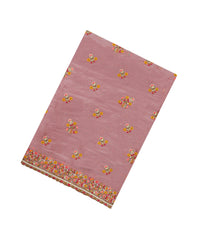 Dusty Peach Synthetic Moss Chiffon Meena Embroidery With Stone-BL5459