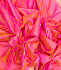 Dark Peach Handloom Banarasi Silk Saree With Floral Buttas-BE1495