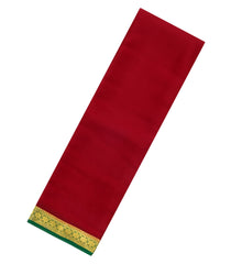 Red Woven Mysore Silk Saree With Contrast Border-MS3676