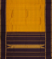 Mustard Handloom Korvai Kanchipuram Silk Saree With Stripes-KA12613